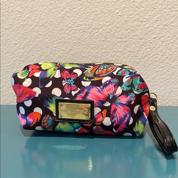 Betsey Johnson Handbags - 🌸Betsey Johnson Butterfly  Cosmetic Bag Wristlet - Black and Multicolor 🌸3/$20